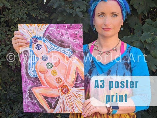 Chakras in Birth A3 250gsm Poster Print | Spiritual Labour Reiki | Birthkeeper | Doula | Midwife | Hypnobirthing