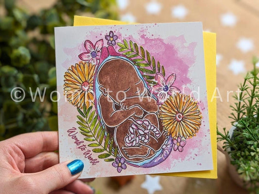 Baby in the Womb Art Pregnancy Card