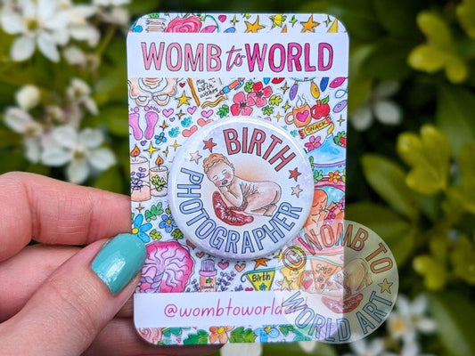 Birth Photographer Badge: Watercolour Baby Art Metal Pin