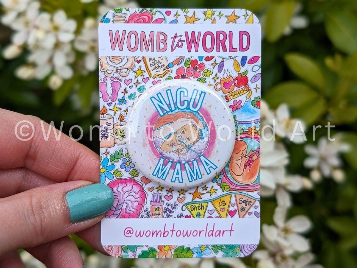 NICU Mama Metal Button Badge - Preemie Mom Gift