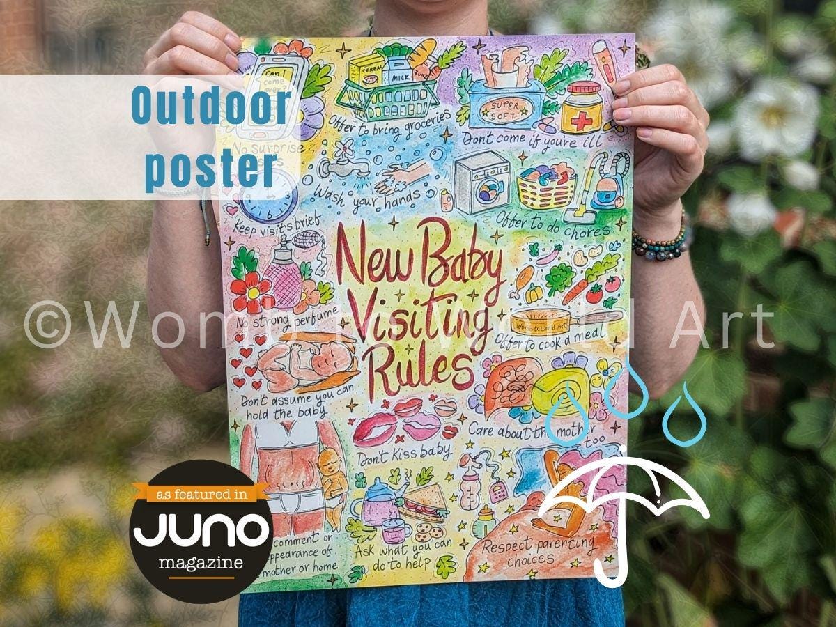 New Baby Visiting Rules Waterproof Outdoor Sign Poster