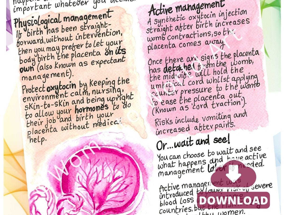 Delayed Cord Clamping Handout: Antenatal Birth Education for Doulas and Hypnobirthing (PDF Download)