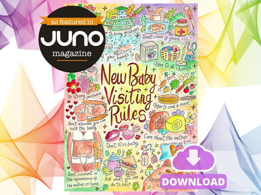 Newborn Visiting Rules PDF Poster: Postpartum Doula Printouts, Postnatal New Baby Education (PDF Download)