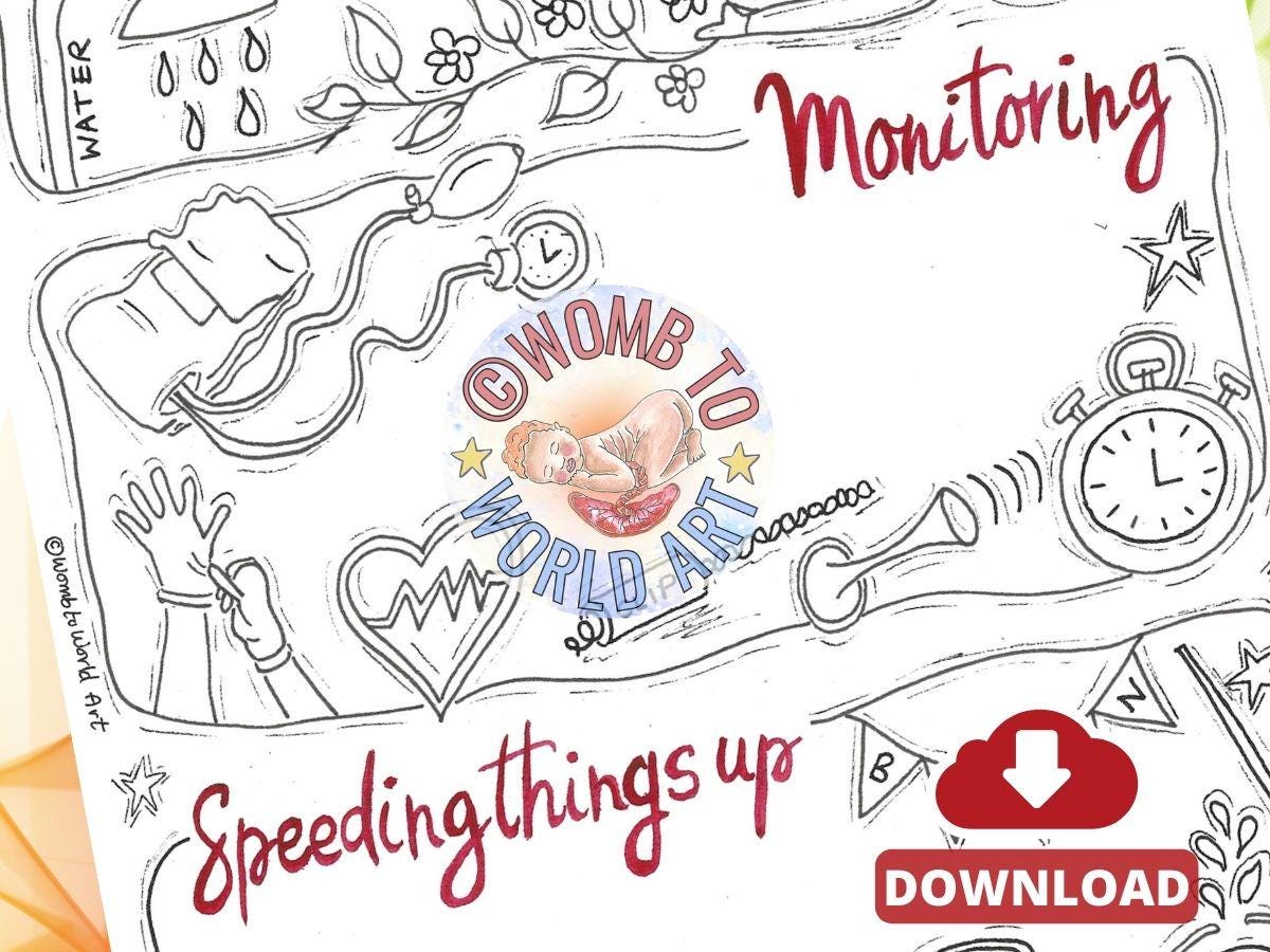 Colouring Illustrated Visual Birth Plan | Doula Materials | Antenatal Education | Labour Choices | | Hypnobirthing | Midwife | Birthworker