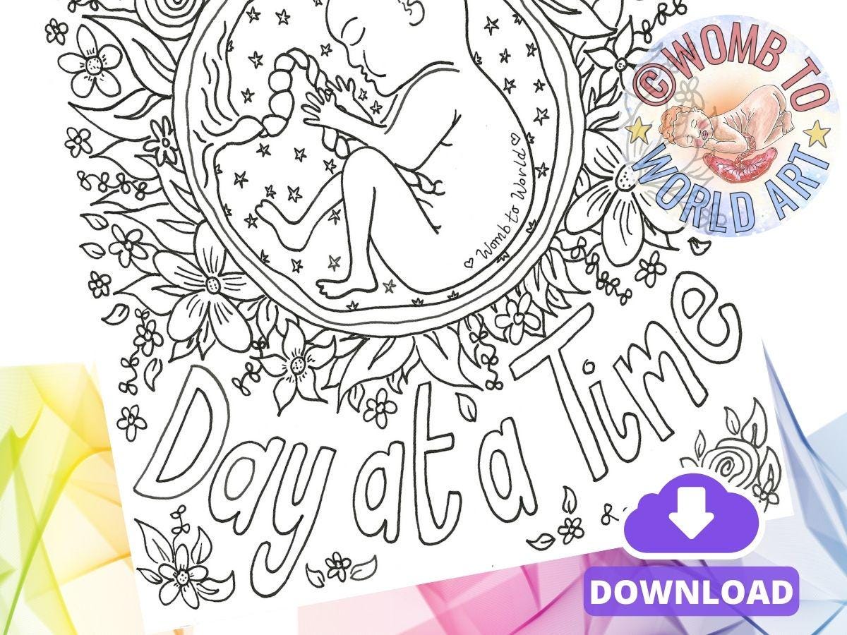 Baby Womb Pregnancy Colouring Affirmation Page Download | Birthworker Handouts | Doula Tools | Midwife | Hypnobirthing
