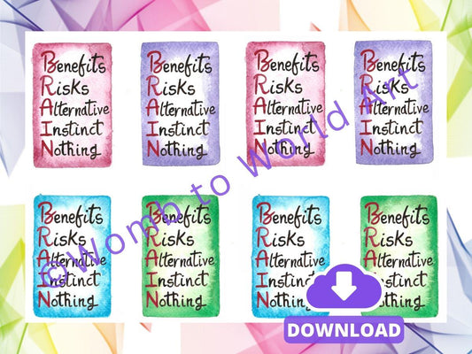 BRAIN Informed Decisions Pocket Cards Printouts: Doula Tools, Birthworker Handouts (PDF Download)