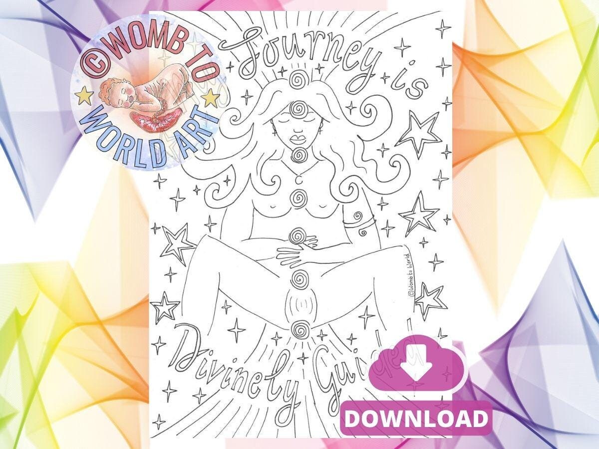 Chakras Birth Colouring Affirmation Print | Birthworker Handouts | Doula Tools | Midwife | Hypnobirthing