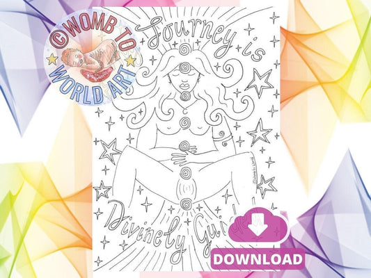 Chakras Birth Colouring Affirmation Print | Birthworker Handouts | Doula Tools | Midwife | Hypnobirthing