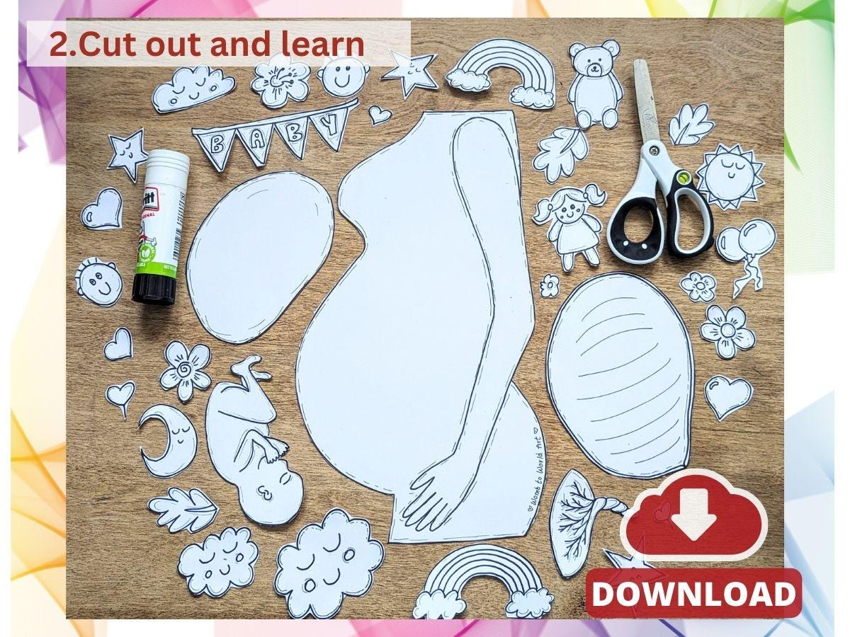 Children's Antenatal Education Activity PDF Download Siblings Kit | Pregnancy Anatomy Download | Doula Printouts