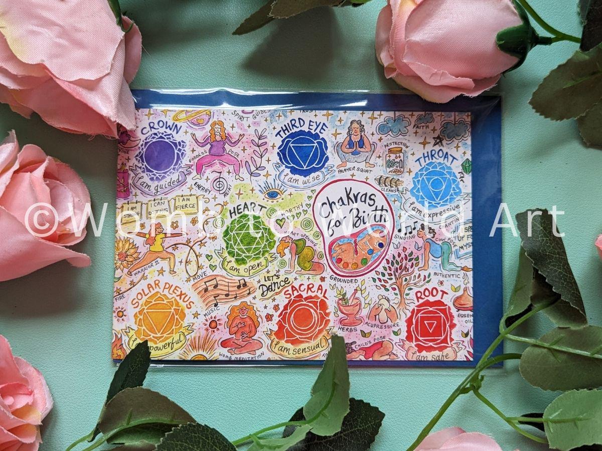 Chakras for Birth Art: Doula Client Cards, Spiritual Pregnancy Gifts