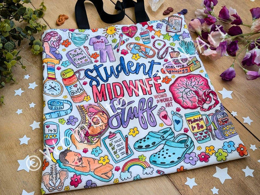 Student Midwife Bag | Midwifery Student Tote Bag | Pregnancy Bag | Scrubs Bag | Hospital Bag | Student Midwife Gifts