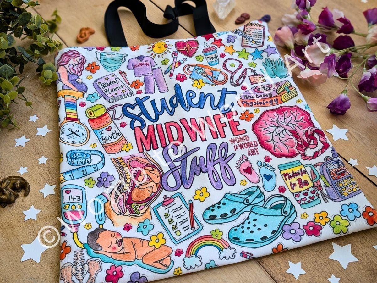 Student Midwife Bag | Midwifery Student Tote Bag | Pregnancy Bag | Scrubs Bag | Hospital Bag | Student Midwife Gifts
