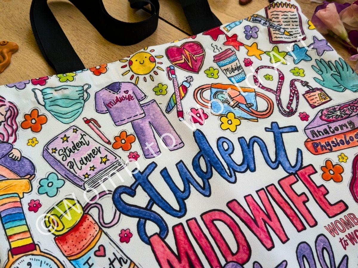 Student Midwife Bag | Midwifery Student Tote Bag | Pregnancy Bag | Scrubs Bag | Hospital Bag | Student Midwife Gifts