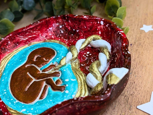Baby in Placenta Clay Dish | Perfectly-imperfect Pregnancy Sculpture | Air Dry Clay Placenta Art | Womb Art
