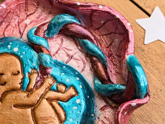 Baby in Placenta Clay Dish | Perfectly-imperfect Pregnancy Sculpture | Air Dry Clay Placenta Art | Womb Art