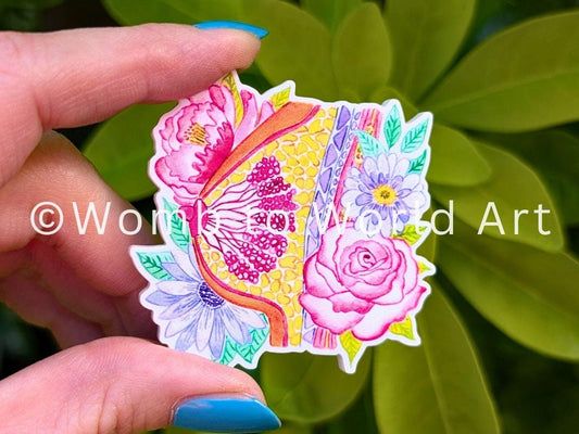 Breast Anatomy Magnet: Watercolor Floral Art, Lactation Gift