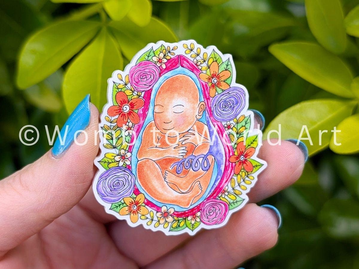 Baby in the womb art magnet