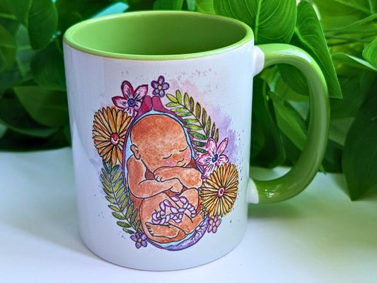 Baby in the Womb Mug | Birth Art | Doula Gift | Midwife | Pregnancy Mug | Birthworker | Mother's Day