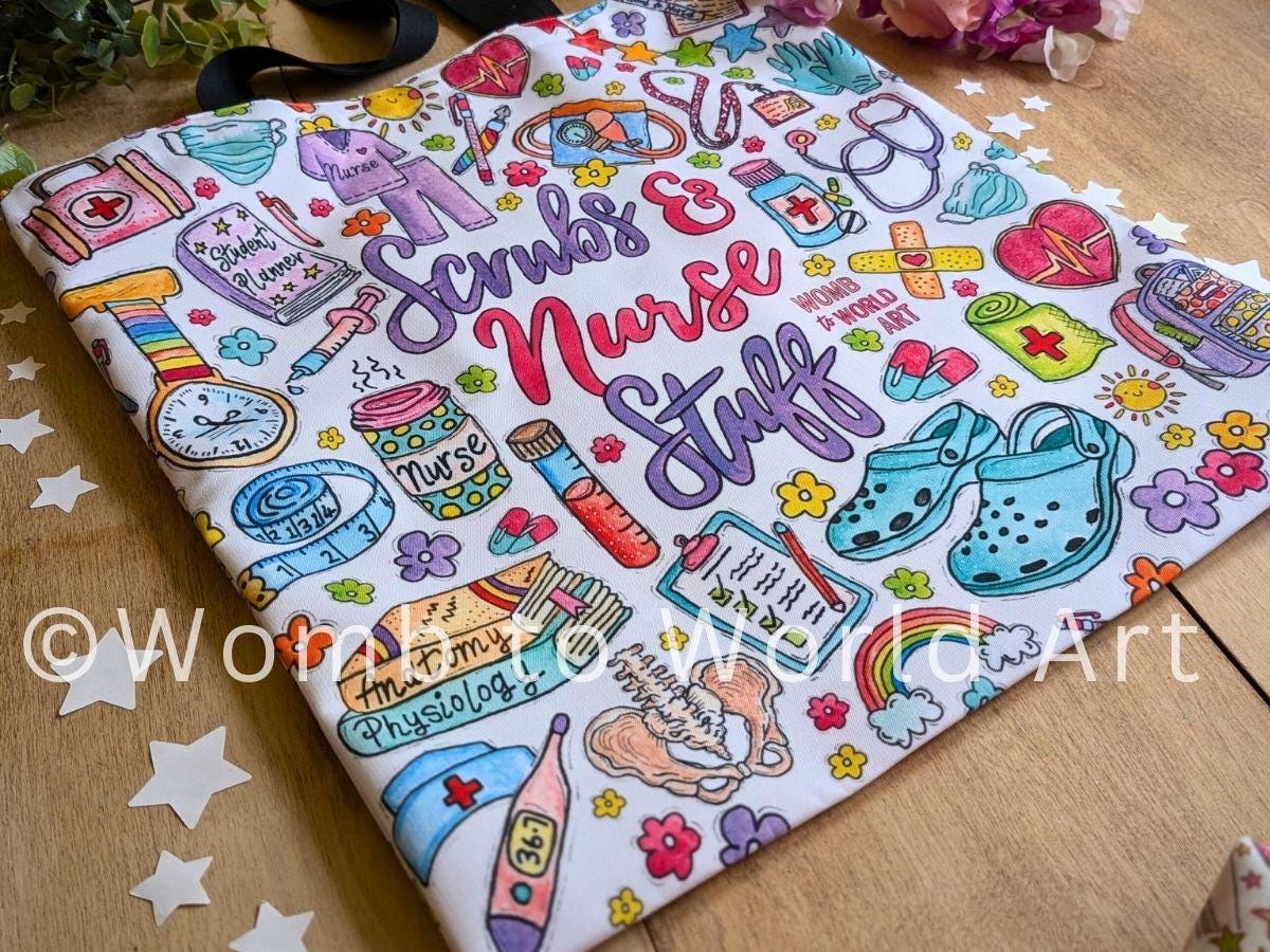 Watercolor Nurse Tote Bag: Student/Maternity/Labor Nurse Gift