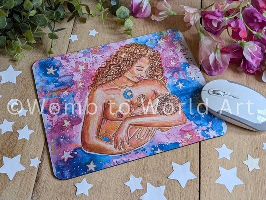 Breastfeeding Art Mouse Pad: Watercolor Mother and Baby