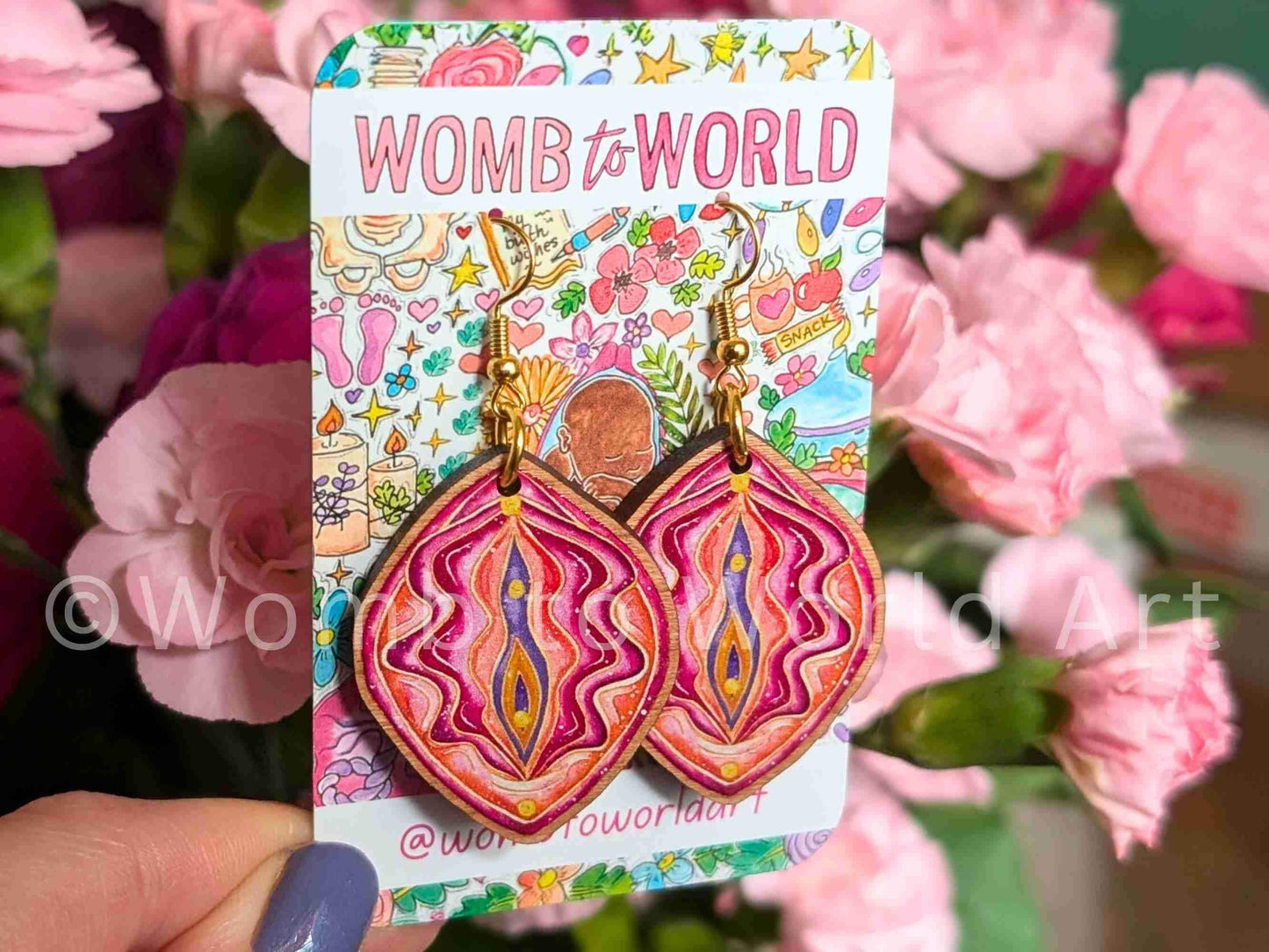Yoni Art Earrings | Vulva Art | Womb Healing | Tantra | Divine Feminine | Midwife Earrings | Birthkeeper