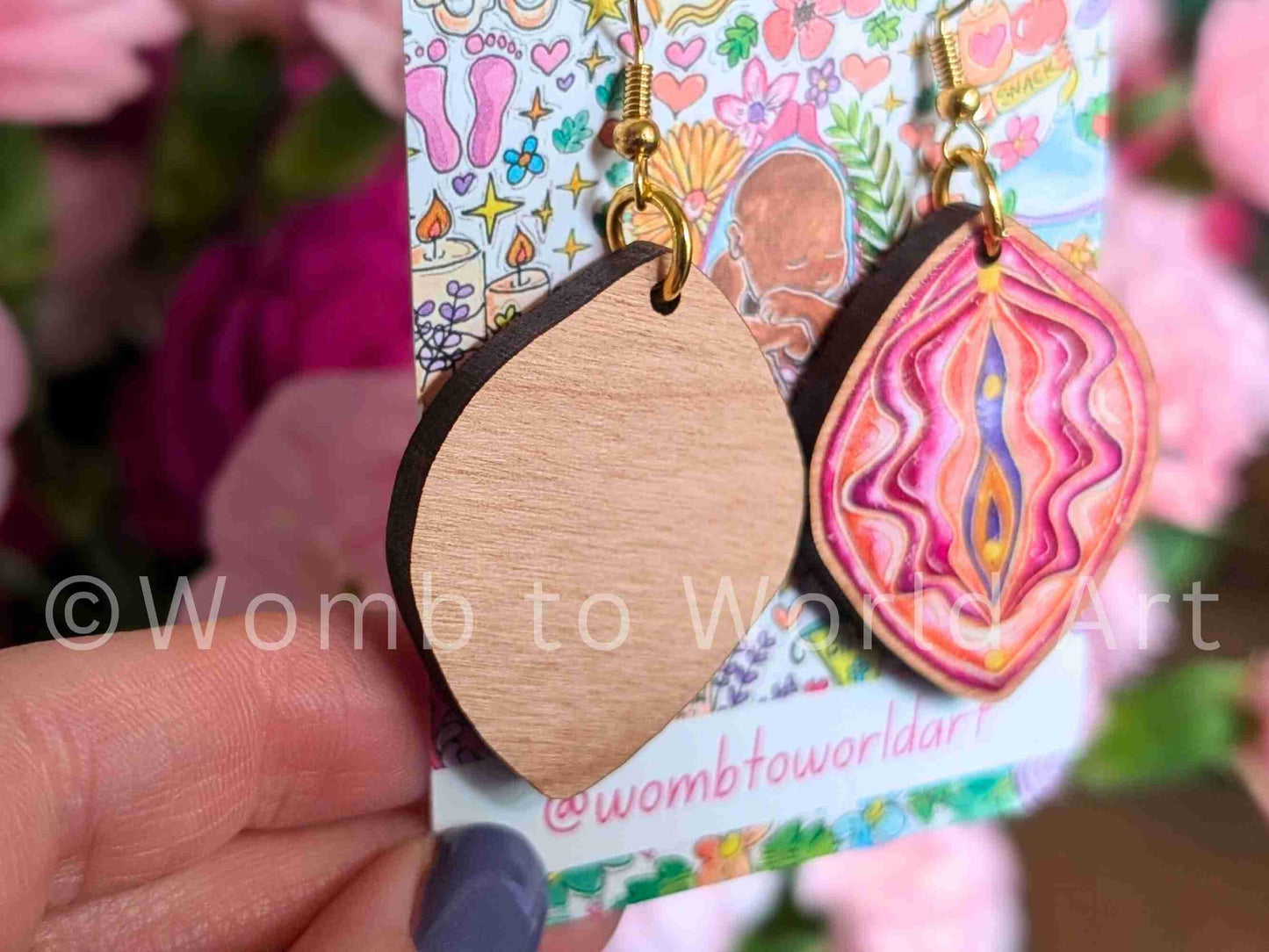 Yoni Art Earrings | Vulva Art | Womb Healing | Tantra | Divine Feminine | Midwife Earrings | Birthkeeper