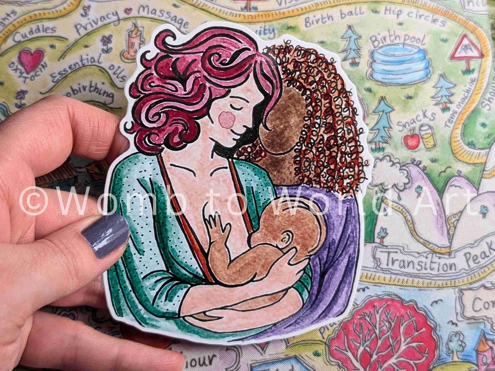 Breastfeeding Art Sticker 10cm | IBCLC Stickers | Lactation Consultant Laptop Decals | Breastfeeding Peer Supporter | Womb to World