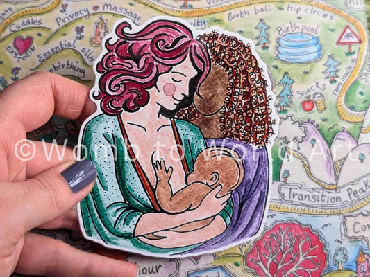 Breastfeeding Art Sticker 10cm | IBCLC Stickers | Lactation Consultant Laptop Decals | Breastfeeding Peer Supporter | Womb to World