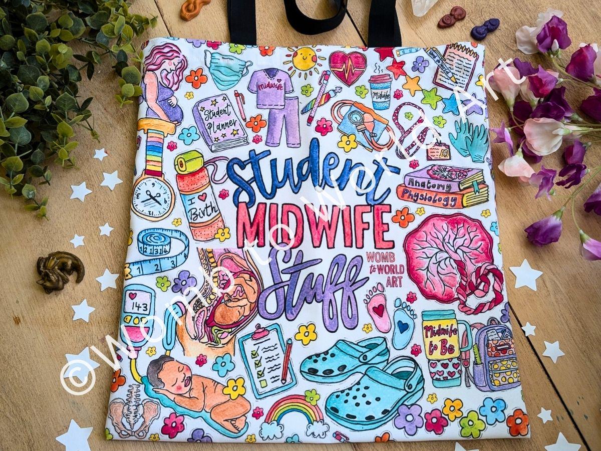 Student Midwife Bag | Midwifery Student Tote Bag | Pregnancy Bag | Scrubs Bag | Hospital Bag | Student Midwife Gifts