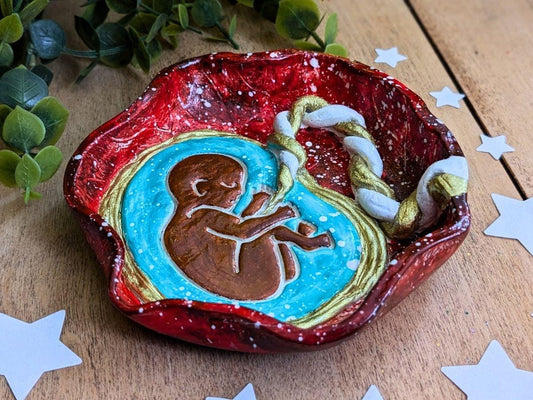 Baby in Placenta Clay Dish | Perfectly-imperfect Pregnancy Sculpture | Air Dry Clay Placenta Art | Womb Art
