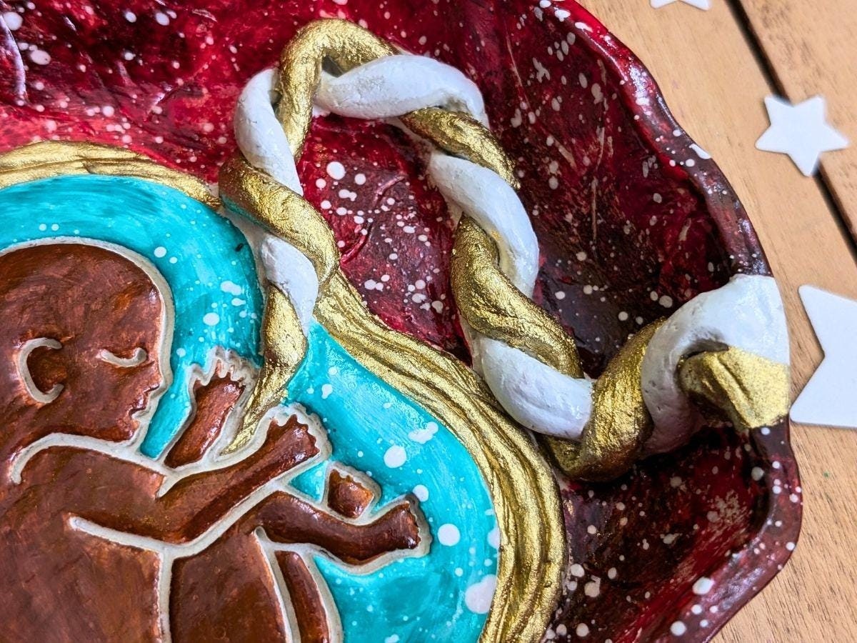 Baby in Placenta Clay Dish | Perfectly-imperfect Pregnancy Sculpture | Air Dry Clay Placenta Art | Womb Art