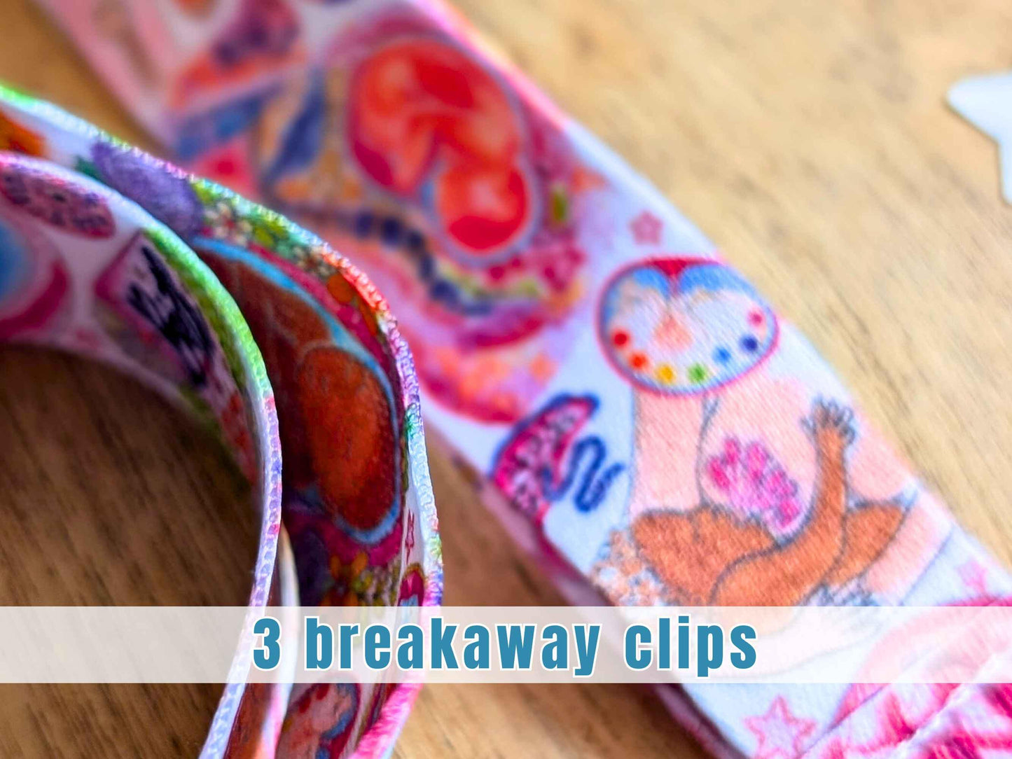 Birth Art Lanyard with 3 Safety Breakaway Clips