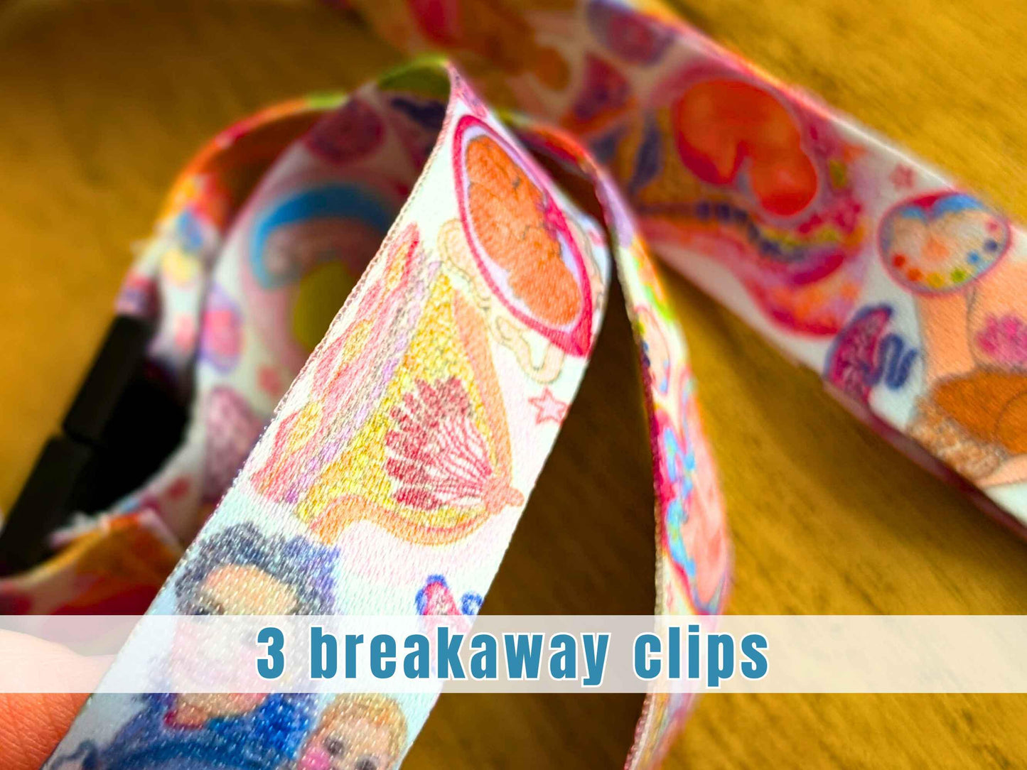 Birth Art Lanyard with 3 Safety Breakaway Clips