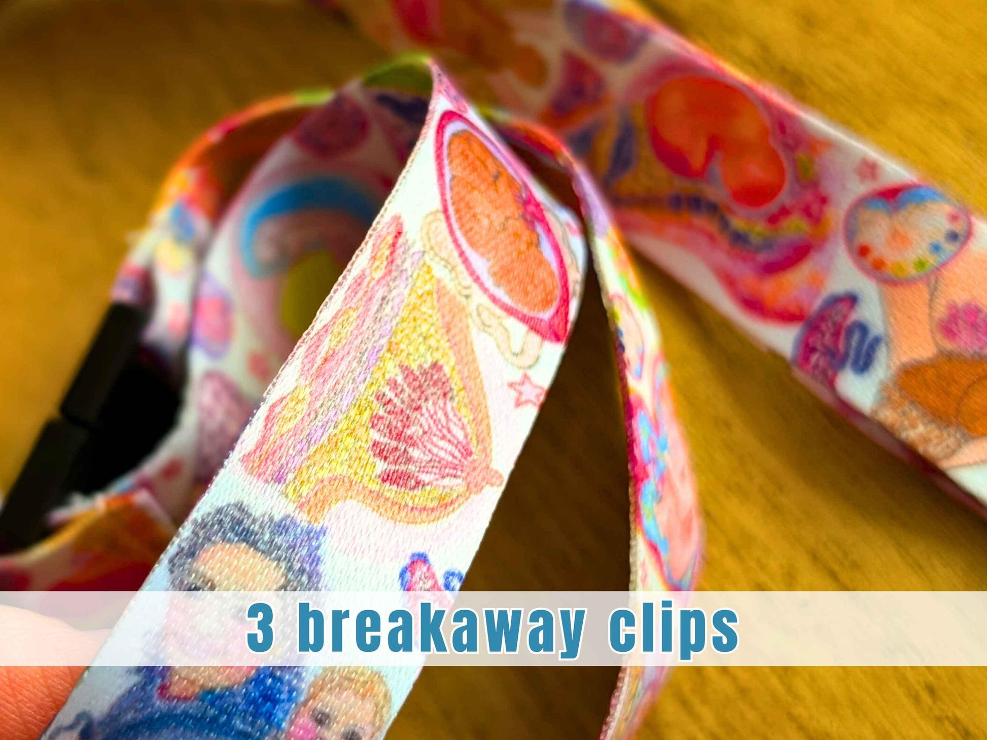 Birth Art Lanyard with 3 Safety Breakaway Clips