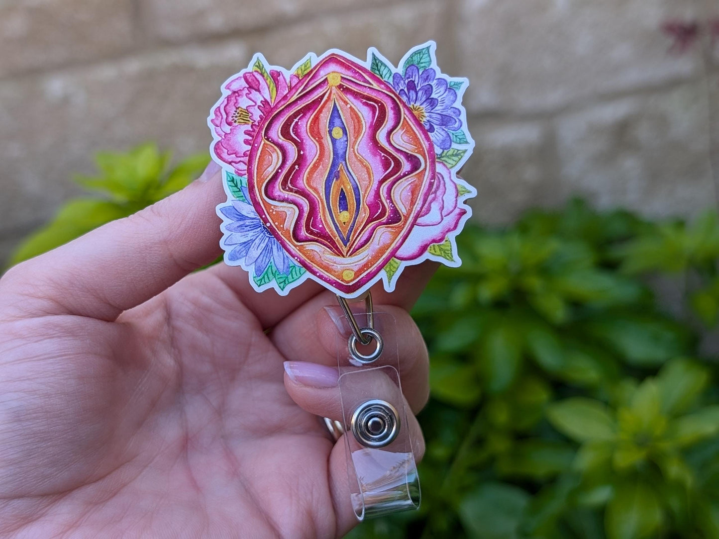 Yoni Vulva Art Badge Reel | Midwife Maternity Nurse Doctor | Doula ID Card Badge Reel | Labor and Delivery Badge Holder | Student ID | OBGYN