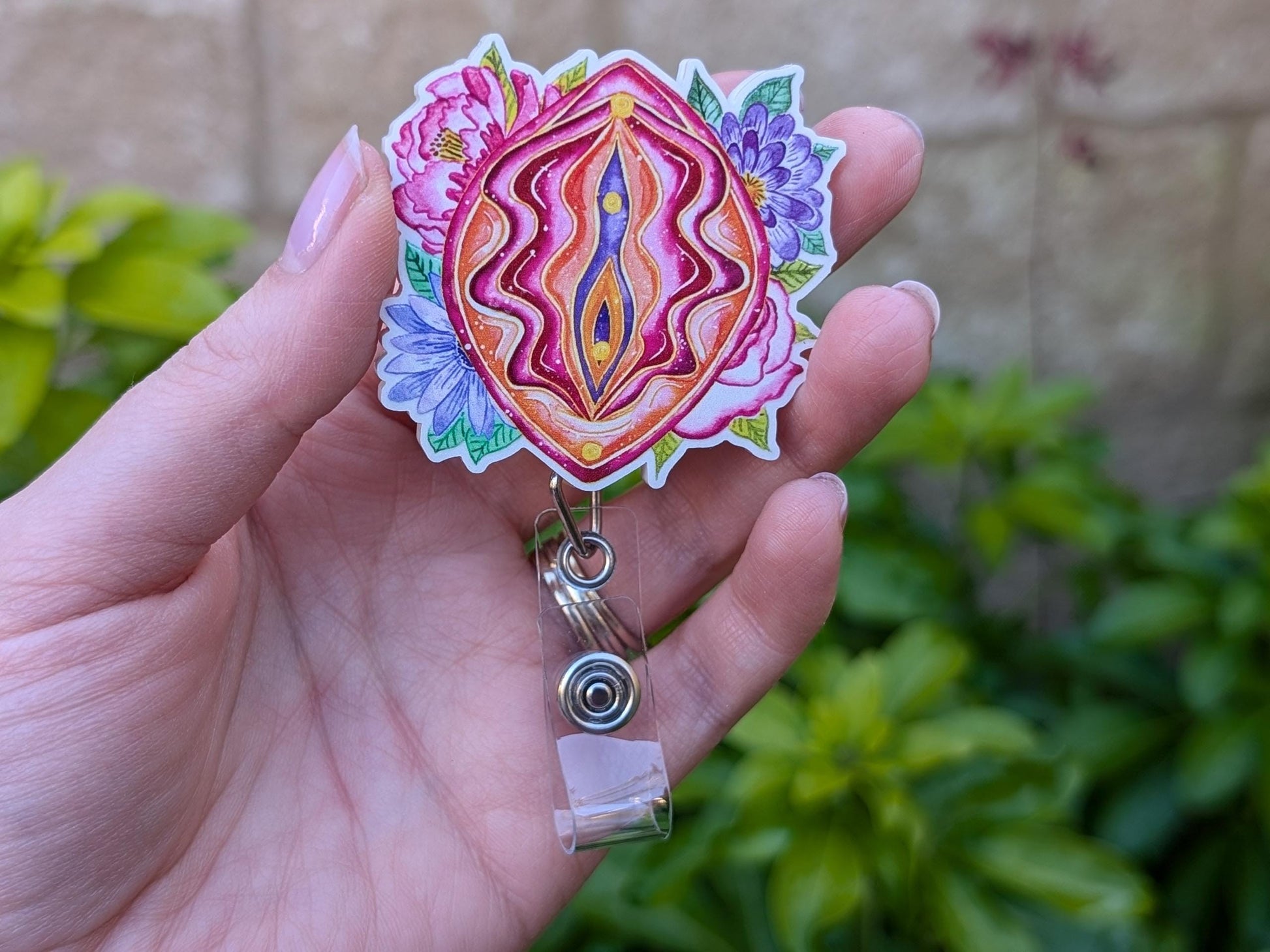 Yoni Vulva Art Badge Reel | Midwife Maternity Nurse Doctor | Doula ID Card Badge Reel | Labor and Delivery Badge Holder | Student ID | OBGYN