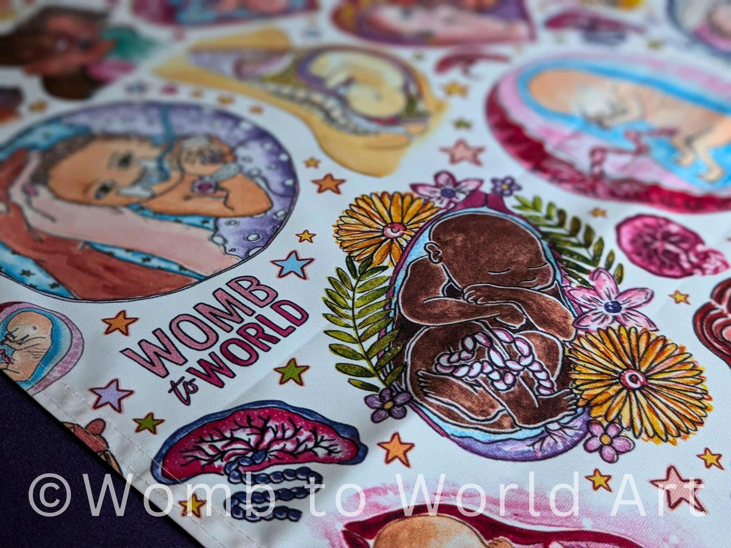 Pregnancy Fayre Table Runner: Birth Art Tablecloth, Doula Event Decor