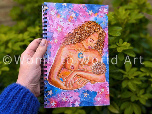 Breastfeeding Art Notebook: Watercolor Mother Painting, Lactation Gift