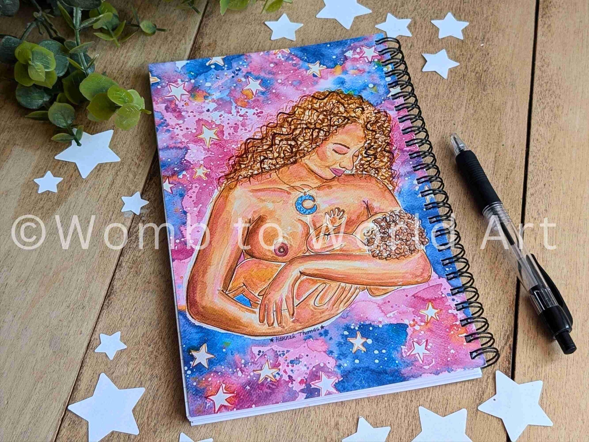 Breastfeeding Art Notebook: Watercolor Mother Painting, Lactation Gift