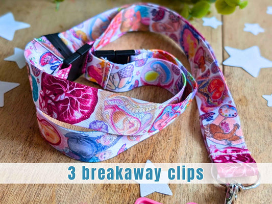Birth Art Lanyard with 3 Safety Breakaway Clips
