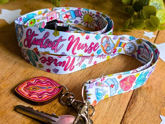 Student Nurse Lanyard: ID Badge Holder & Key Fob Watercolour