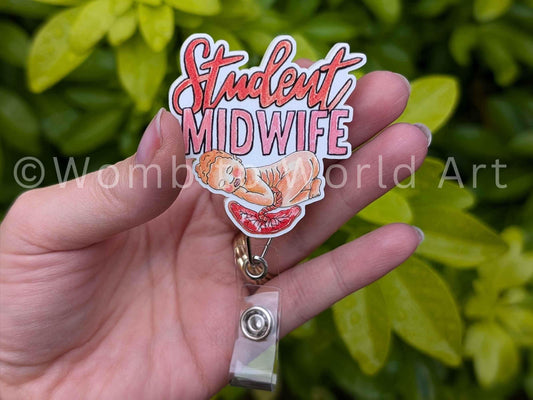 Student midwife badge reel card holder