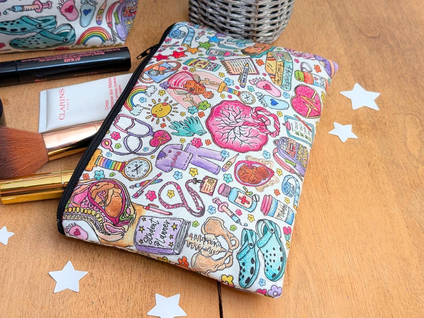 Student Midwife Pouch - Pencil Case or Make Up Bag | Womb to World Birth Art | Student Midwife Toiletries Travel Bags by Womb to World Art