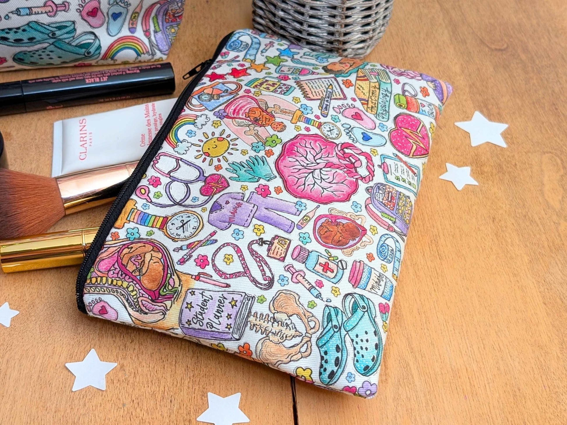 Student Midwife Pouch - Pencil Case or Make Up Bag | Womb to World Birth Art | Student Midwife Toiletries Travel Bags by Womb to World Art