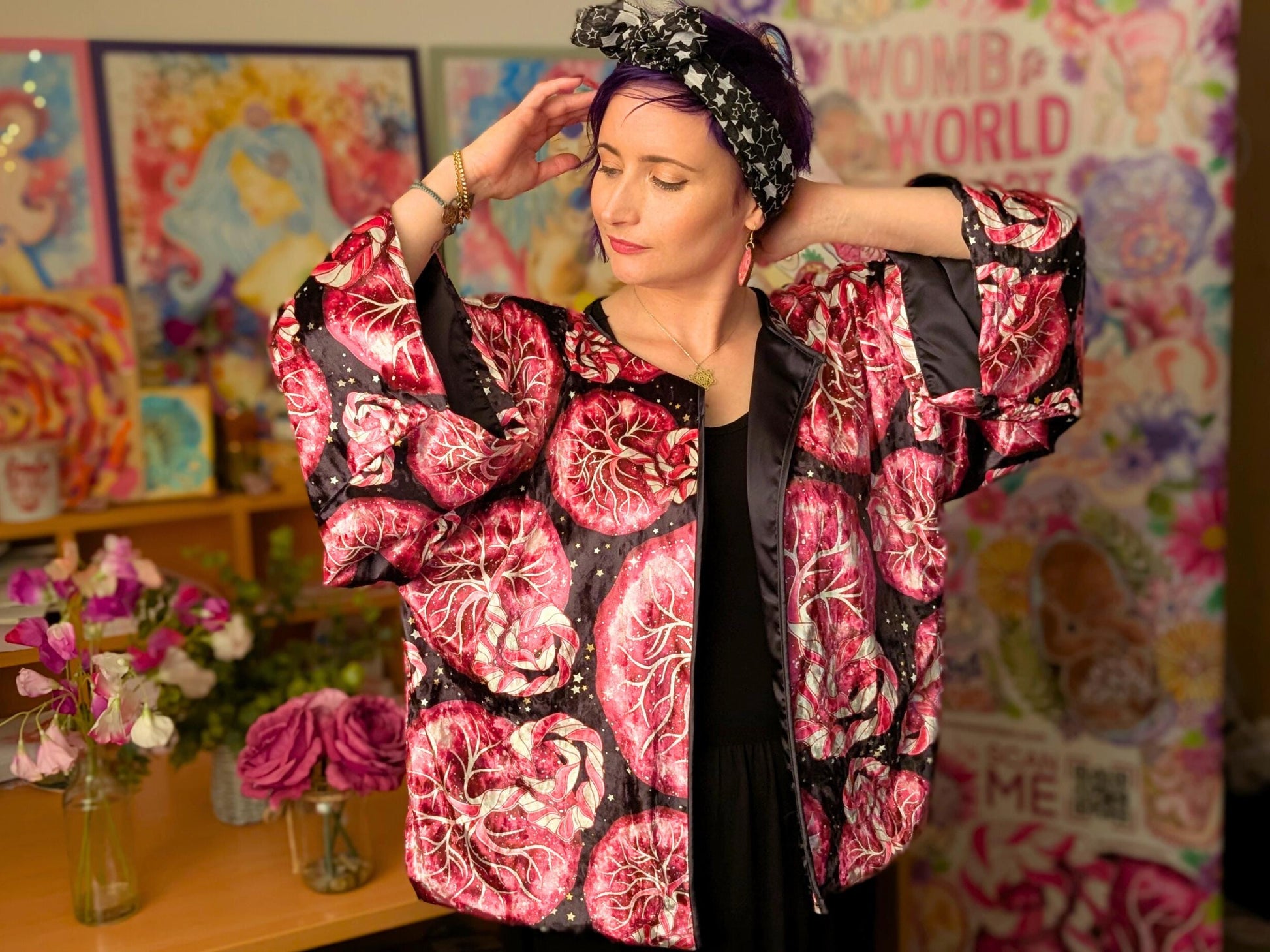 Placenta Kimono Top | Luxury Birth Worker Top | Midwife Gift | Antenatal Education OBGYN | Doula Tops | Student Midwife | Placenta Art