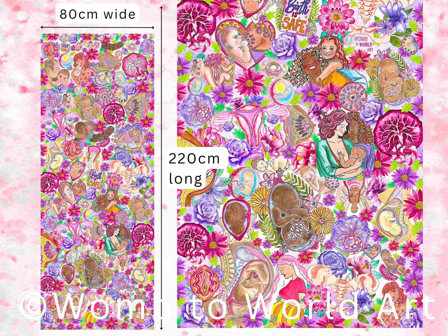 Pregnancy Fayre Table Runner by Womb to World Art | Doula Event Table Decor | Midwife Tablecloth for Pregnancy and Mother Blessings