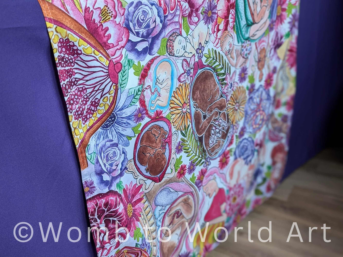 Pregnancy Fayre Table Runner by Womb to World Art | Doula Event Table Decor | Midwife Tablecloth for Pregnancy and Mother Blessings