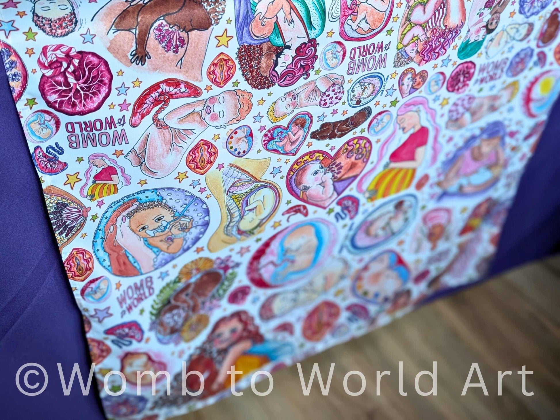 Pregnancy Fayre Table Runner: Birth Art Tablecloth, Doula Event Decor