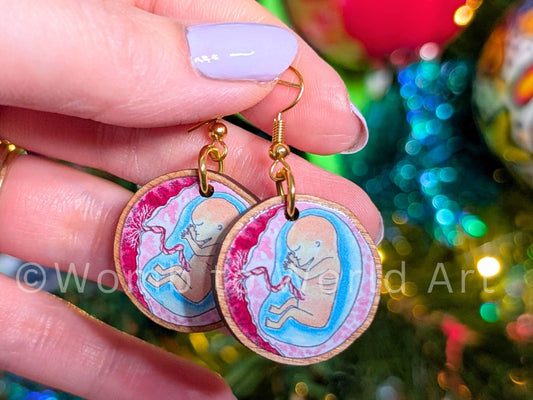 Baby in the Womb Earrings by Womb to World Art