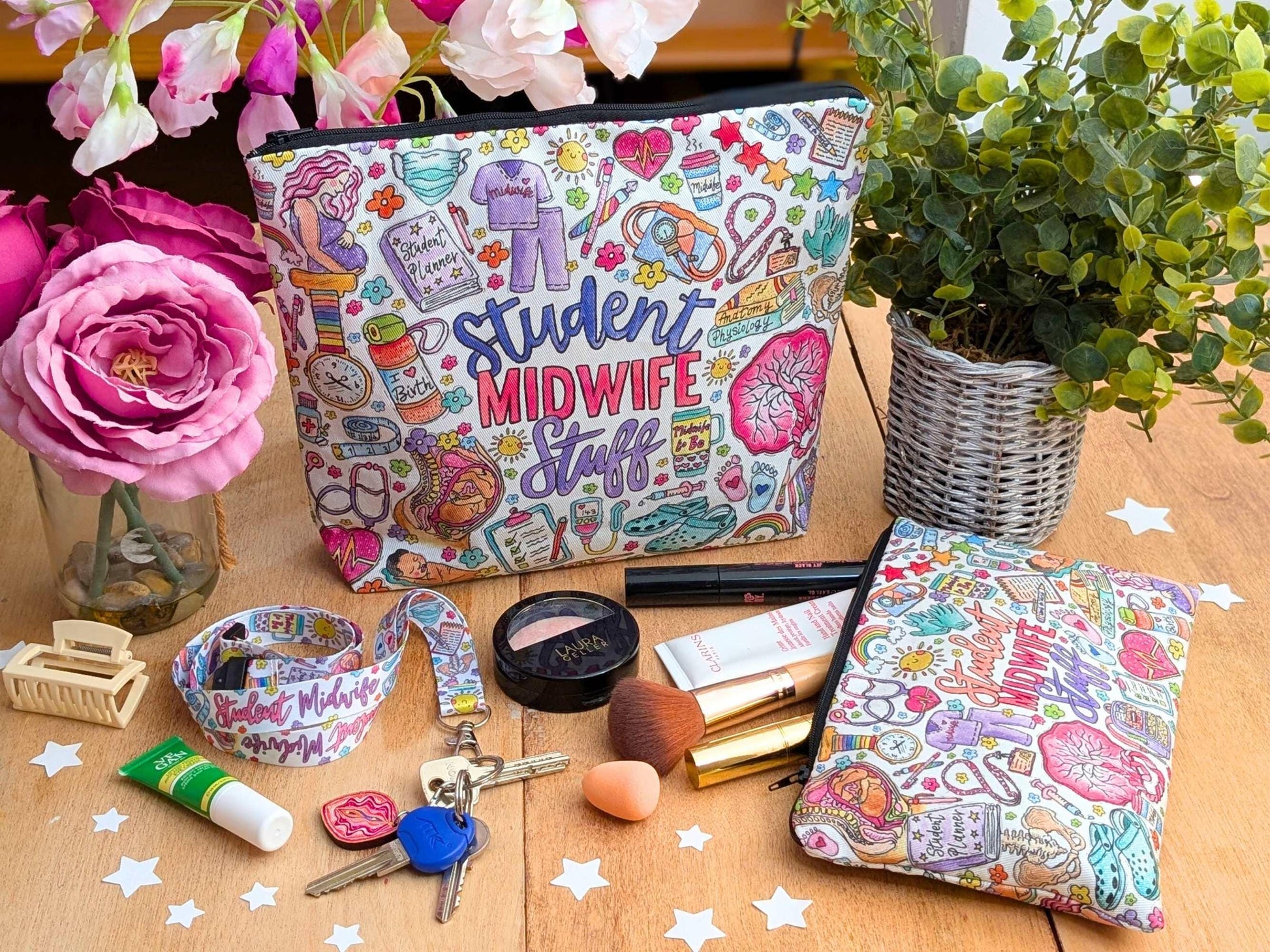 Student Midwife Pouch - Pencil Case or Make Up Bag | Womb to World Birth Art | Student Midwife Toiletries Travel Bags by Womb to World Art